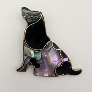 Dog Abalone Inlay Brooch